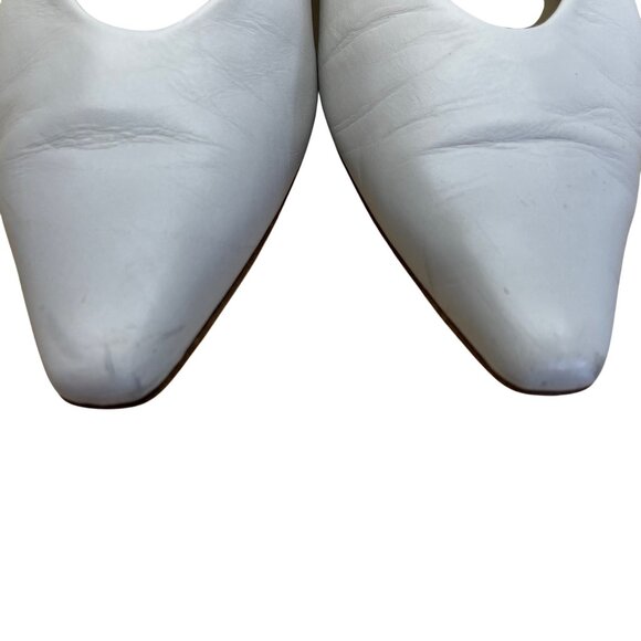 Via Spiga Off White Calf Leather Pina Pointed Toe Low Kitten Heel Pumps Sz 8.5M - Picture 3 of 9